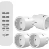 Revolt Funkstecker:4er-Set Mini-Funksteckdosen Mit Fernbedienung, Bis 2.300 Watt, 50 M 37