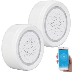 VisorTech Elesion Sirene:2er-Set Alarm-Sirene Mit WLAN & App, Komp. Zu Alexa & Google Assistant 19