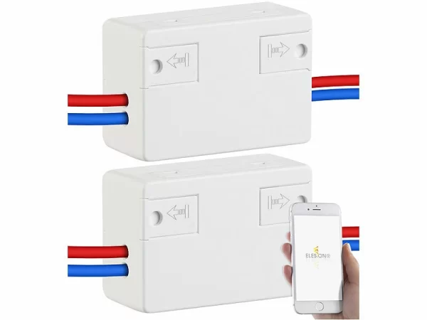 Luminea WLAN Schalter 230V:2er-Set WLAN-Schalter Für Licht, Für Amazon Alexa & Google Assistant 1