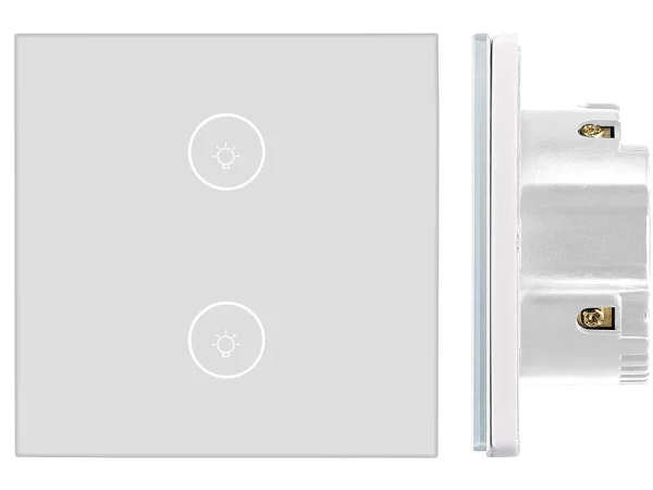 Luminea Home Control Alexa WiFi-Lichtschalter:Touch-Doppel-Lichttaster, Versandrückläufer 4