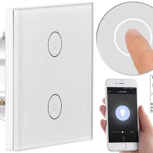 Luminea Home Control Alexa WiFi-Lichtschalter:Touch-Doppel-Lichttaster, Versandrückläufer 33