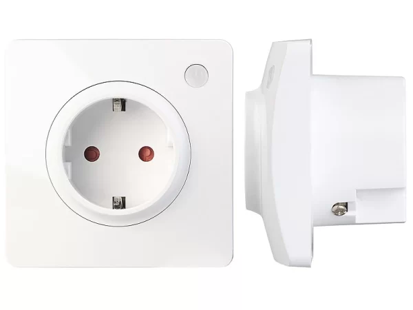 Luminea Home Control Smart-WiFi-Steckdose:2er-Set WLAN-Unterputz-Steckdosen, Kompatibel Mit Amazon Alexa 6