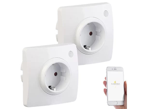 Luminea Home Control Smart-WiFi-Steckdose:2er-Set WLAN-Unterputz-Steckdosen, Kompatibel Mit Amazon Alexa 1