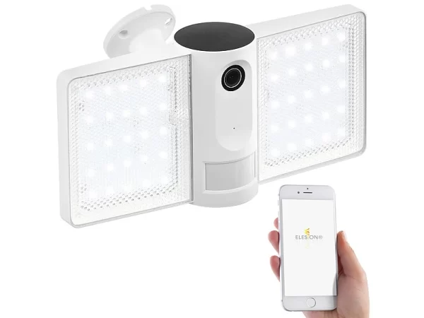 VisorTech IP-Cam:Full-HD-IP-Überwachungskamera, LED-Strahler, Versandrückläufer 12
