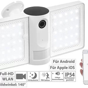 VisorTech IP-Cam:Full-HD-IP-Überwachungskamera, LED-Strahler, Versandrückläufer 15