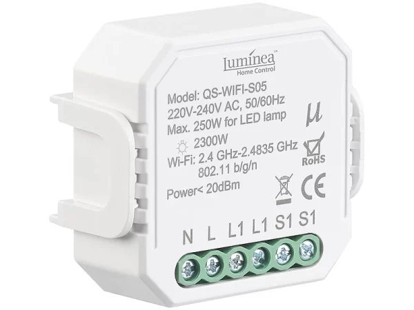 Luminea Home Control WLAN Wechselschalter:WLAN-Unterputz-Lichtschalter, App, Für Siri, Alexa & Google Assistant 1