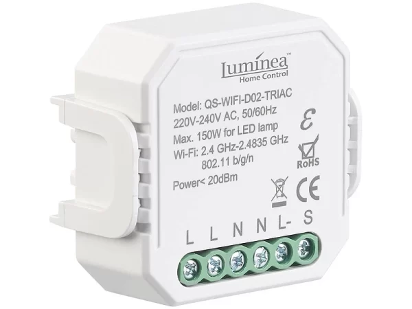 Luminea Home Control Funk Dimmer:4er-Set WLAN-Unterputz-Lichtschalter Und -Dimmer, Mit App 3
