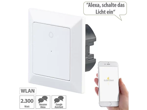Luminea Home Control Lichtschalter:4er-Set WLAN-Lichttaster, App, Komp. Zu Siri, Alexa, Google Assistant 9