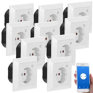 Luminea Home Control Steckdose Smart:WLAN-Unterputz-Steckdose Mit App, Für Siri, Alexa & GA, 10er Pack 17