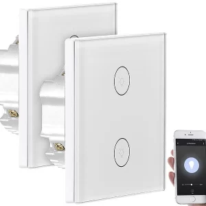 Luminea Home Control Touch Lichtschalter:2er-Set Touch-Doppel-Lichttaster, Komp. Zu Alexa & Google Assistant 13
