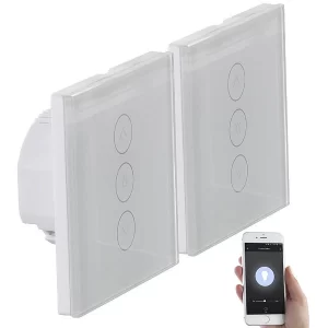 Luminea Home Control Smart Home Lichtschalter:2er-Set Touch-Lichtschalter & Dimmer, Für Alexa & Google Assistant 13
