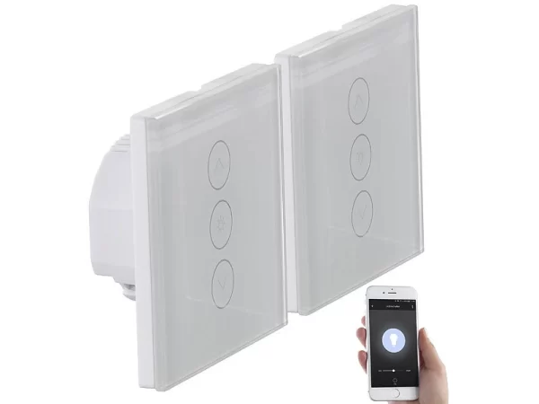 Luminea Home Control Smart Home Lichtschalter:2er-Set Touch-Lichtschalter & Dimmer, Für Alexa & Google Assistant 3