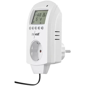 Revolt Steckdosenthermometer:Digitales Steckdosen-Thermostat Für Heiz- & Klimageräte, Sensorkabel 18