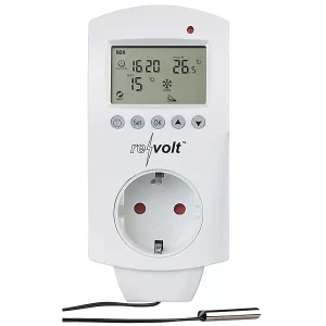 Revolt Steckdosenthermometer:Digitales Steckdosen-Thermostat Für Heiz- & Klimageräte, Sensorkabel 10
