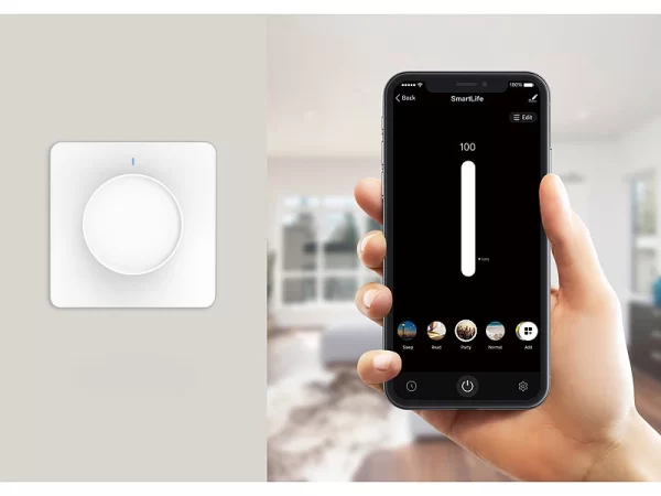 Luminea Home Control Dimmschalter:WLAN-Unterputz-Lichtschalter & Dimmer Mit Dreh- & Drück-Funktion, App 9