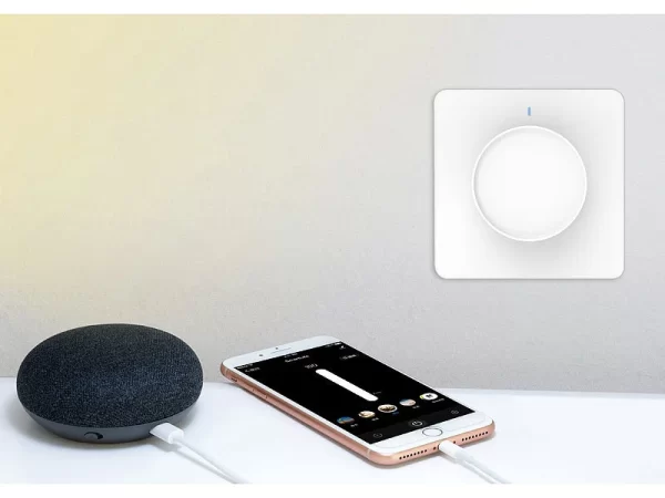 Luminea Home Control Dimmschalter:WLAN-Unterputz-Lichtschalter & Dimmer Mit Dreh- & Drück-Funktion, App 10