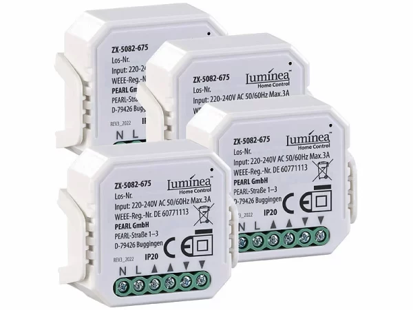 Luminea Home Control Rollladensteuerung:4er-Set WLAN-Unterputzmodule Für Smarte Rollladen, App & Sprachbefehl 3