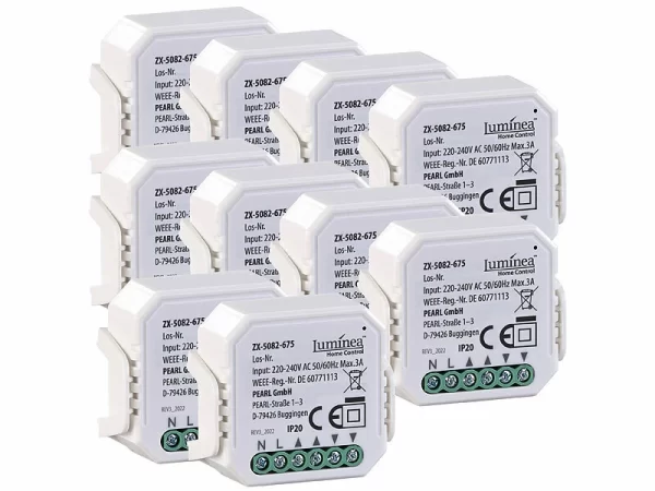 Luminea Home Control Rolladensteuerung:10er-Set WLAN-Unterputzmodule Für Smarte Rollladen, App & Sprachbefehl 3