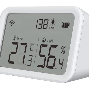 Luminea Home Control WLAN Temperatursensor:3in1-WLAN-Sensor Für Temperatur, Luftfeuchtigkeit Und Helligkeit, App 37