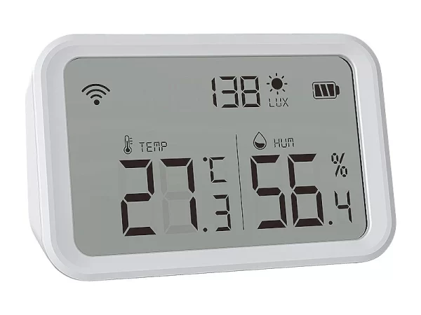 Luminea Home Control WLAN Temperatursensor:3in1-WLAN-Sensor Für Temperatur, Luftfeuchtigkeit Und Helligkeit, App 10