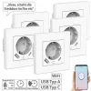 Luminea Home Control W LAN Steckdosen:5er-Set WLAN-Unterputzsteckdosen Mit App, Je 1x USB A, 1x USB C, 2 A 14